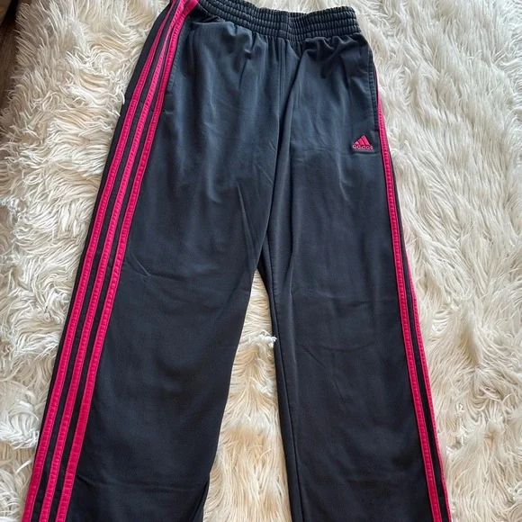 Adidas Black Pants with Pink performance 3 Stripes - Picture 4 of 5